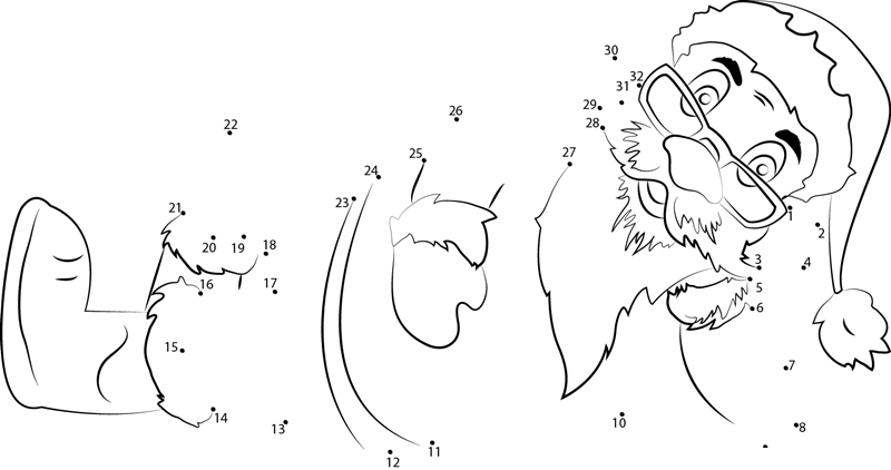 Sleeping Santa Look You dot to dot worksheets