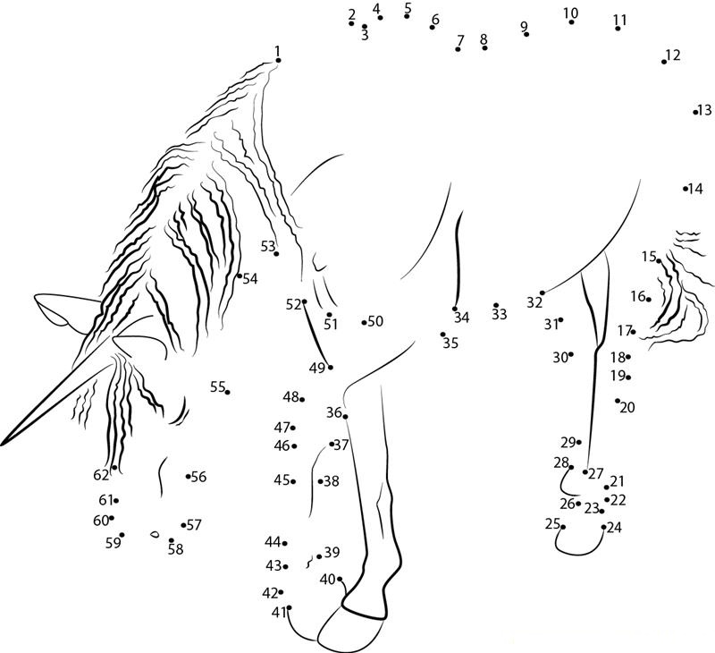 Unique Unicorn dot to dot worksheets