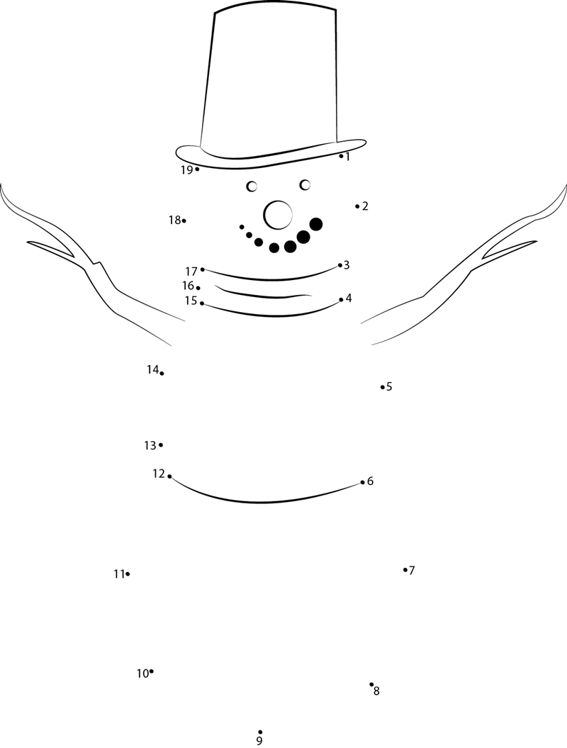 Snow Man printable dot to dot worksheet