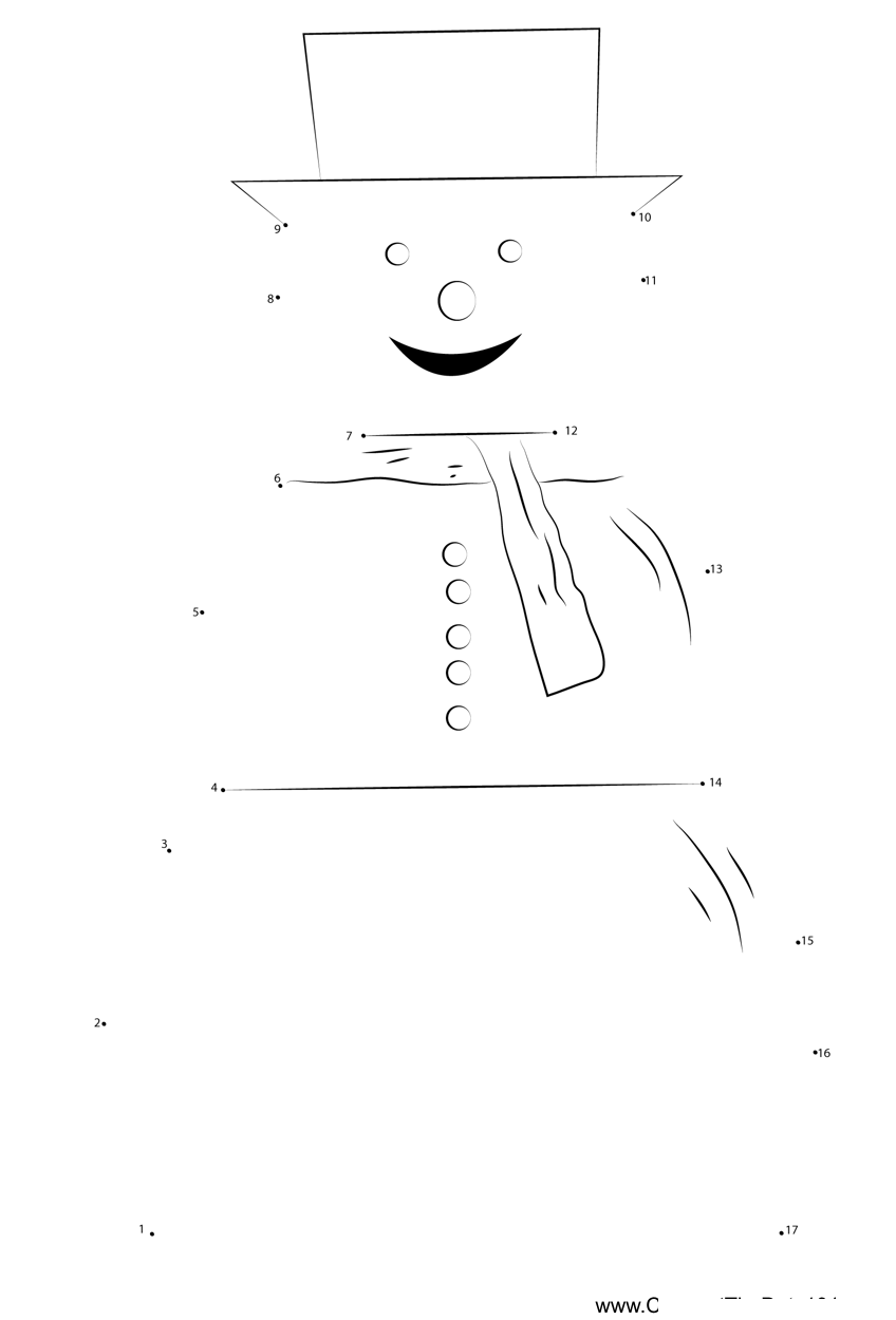 Snowman-In-Suit dot to dot worksheets