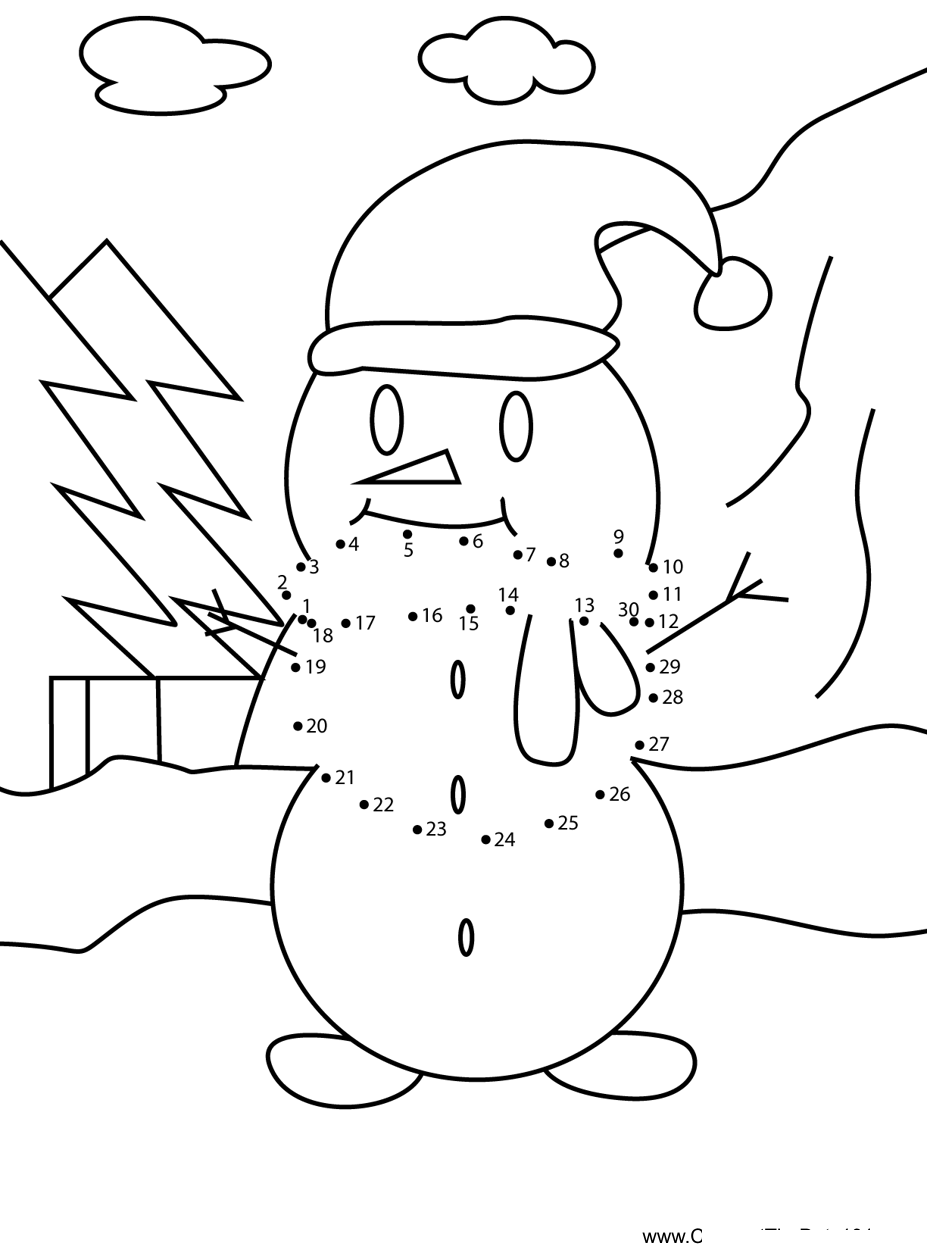 Snowman-Smiling dot to dot worksheets