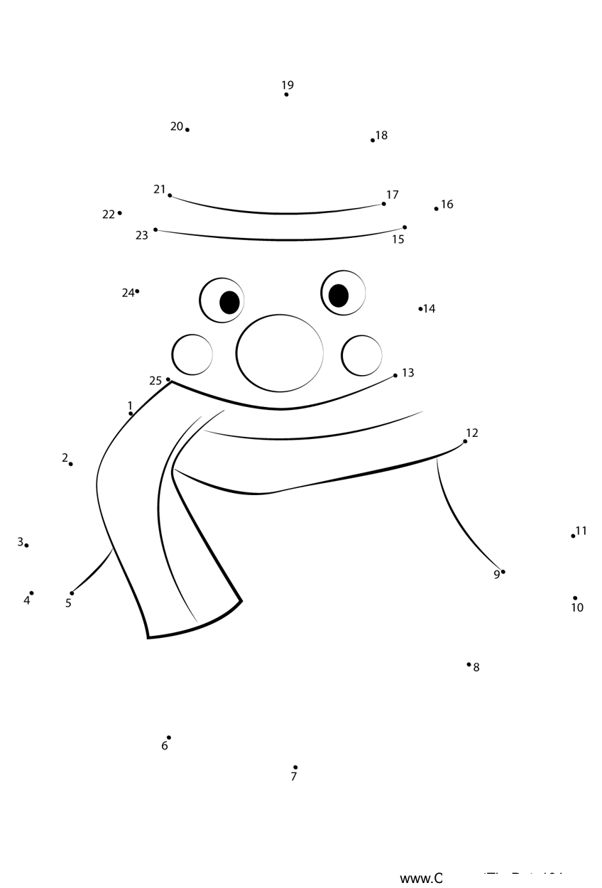 Snowman dot to dot worksheets