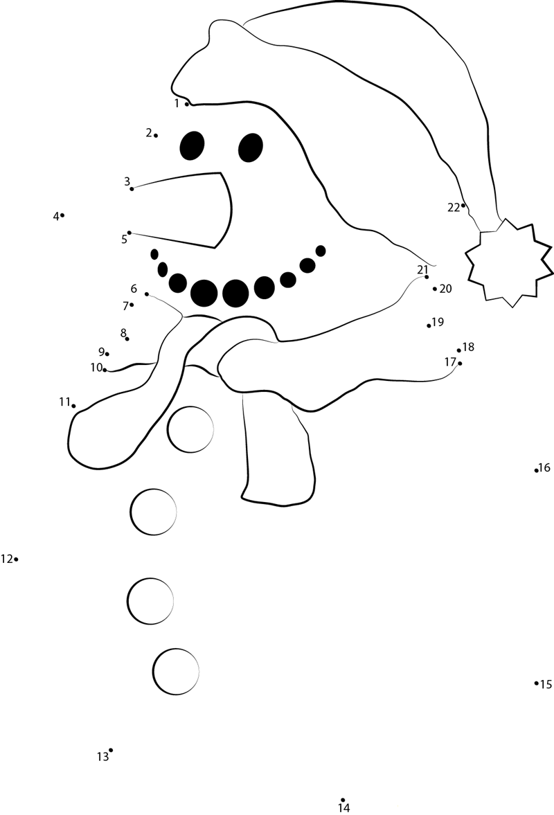 Snowman See dot to dot worksheets