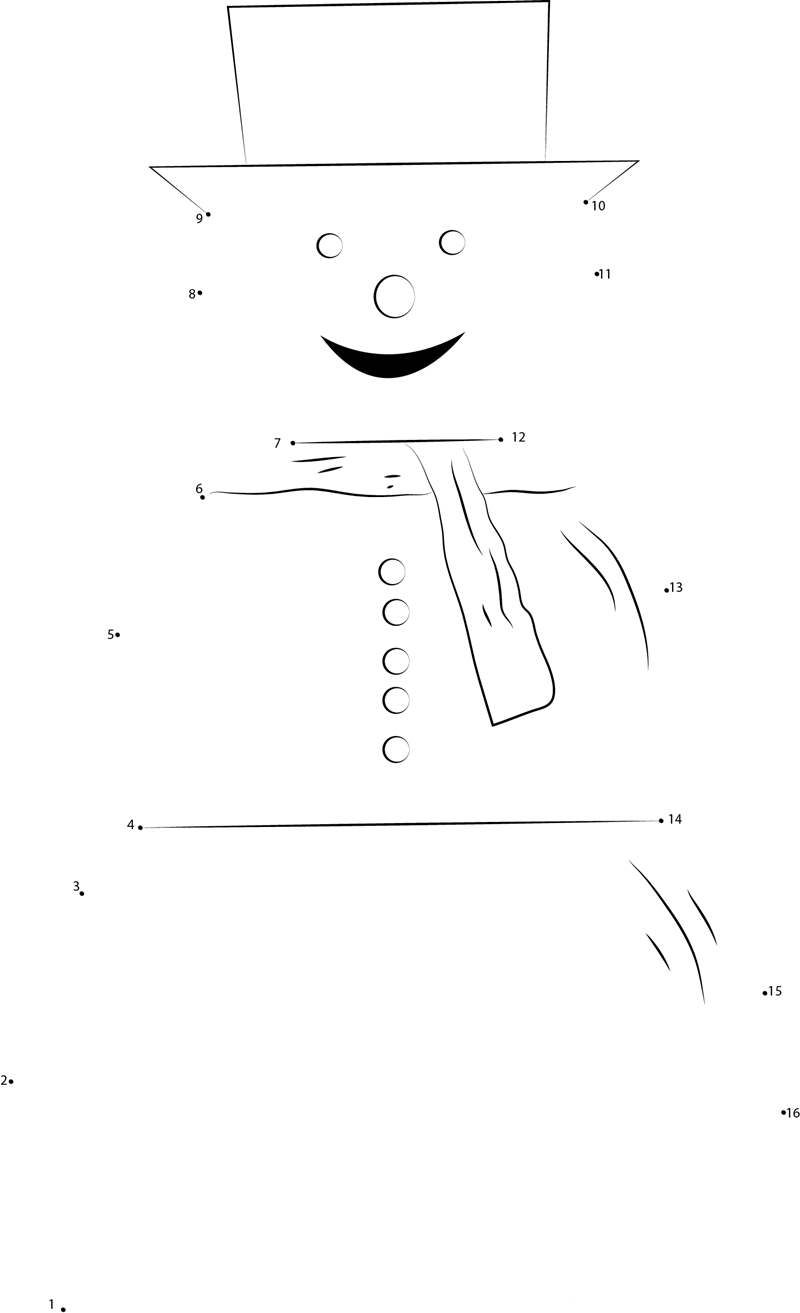 Snowman Smile printable dot to dot worksheet