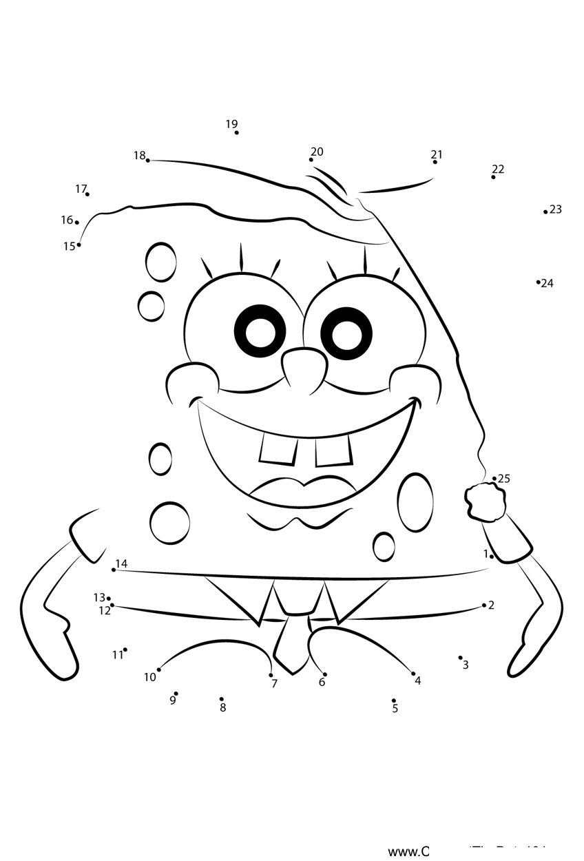 Sponge-Bob-Christmas printable dot to dot worksheet