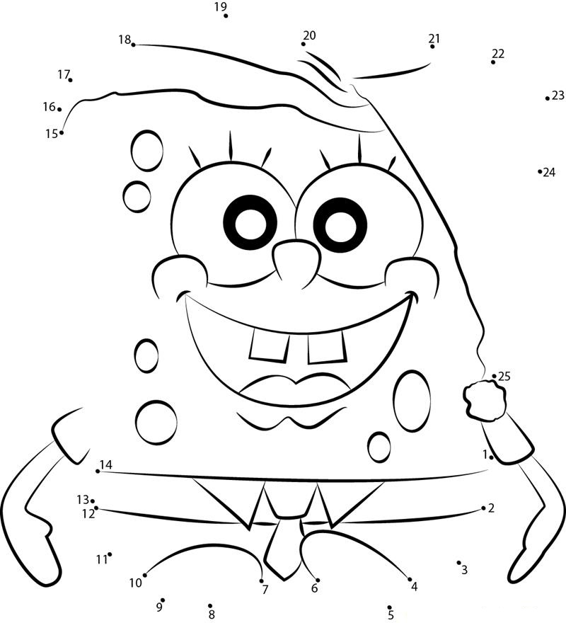 Sponge Bob Christmas dot to dot worksheets