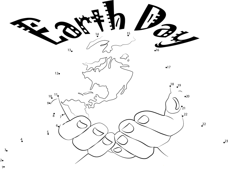 Earth On Palm printable dot to dot worksheet