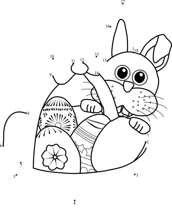 Easter-Bunny-With-Basket-Dot-To-Dot dot to dot worksheets