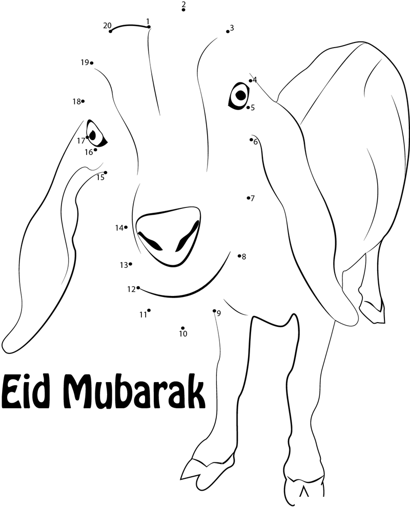 Qurbani Goat printable dot to dot worksheet