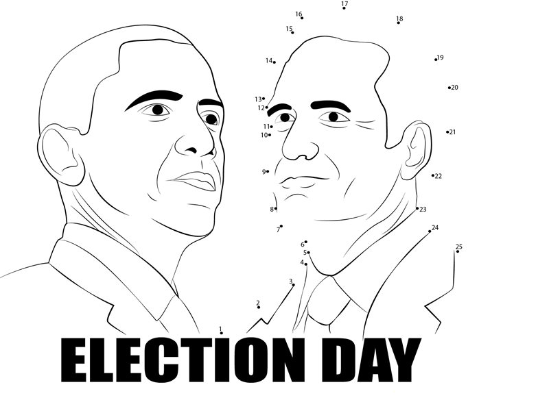 Election Day Obama Romney printable dot to dot worksheet