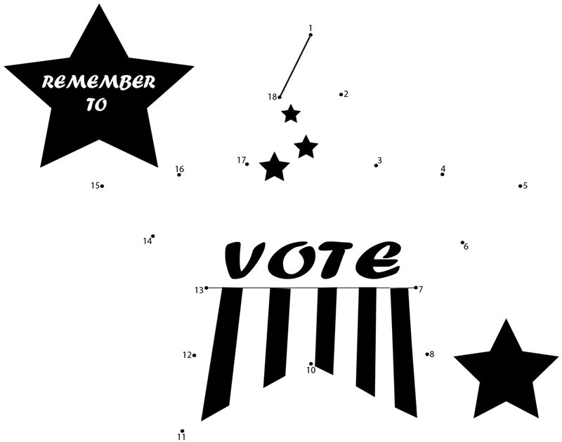 Remember To Vote printable dot to dot worksheet