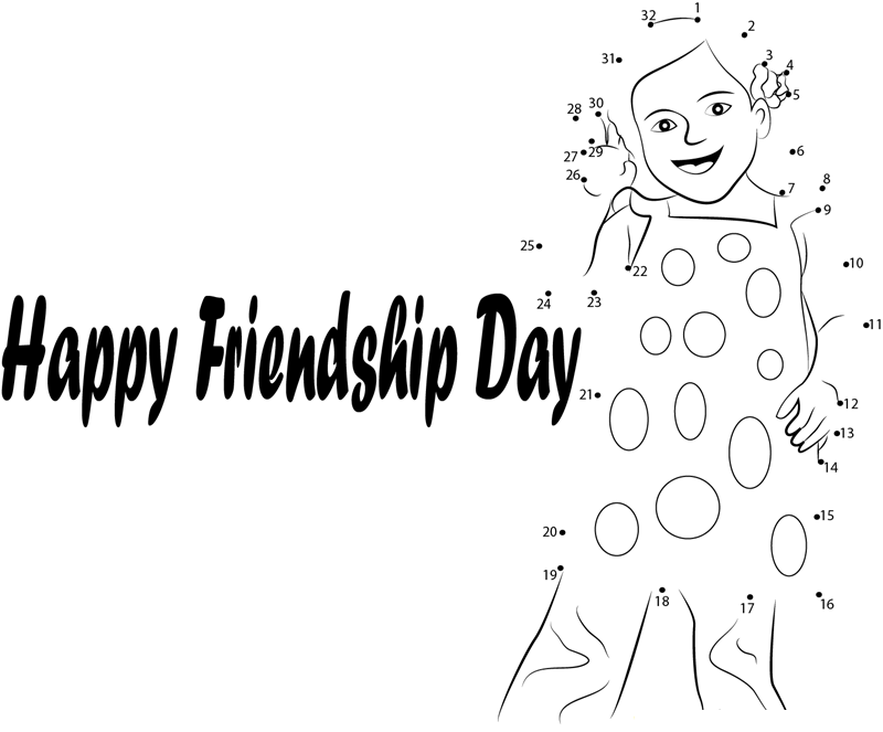 Friendship Day Beautiful Girl dot to dot worksheets