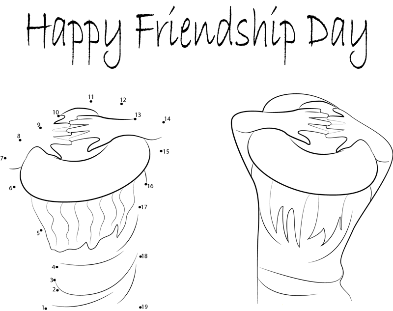 Friendship Day Lovely Wishes printable dot to dot worksheet