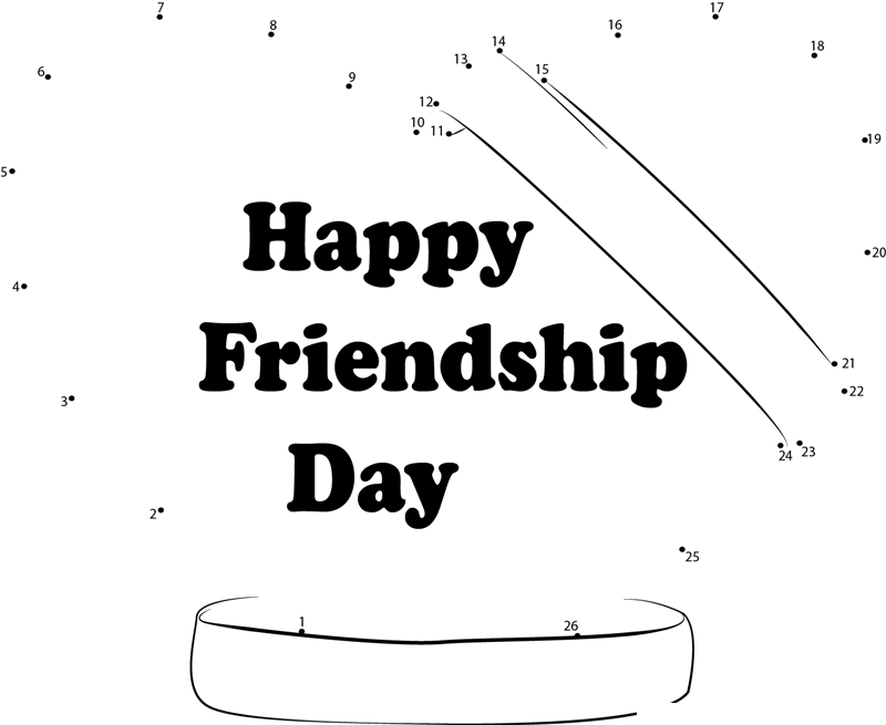 Friendship Day With Red Heart dot to dot worksheets