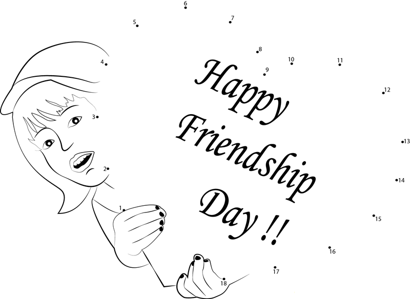 Happy Friendship Day printable dot to dot worksheet