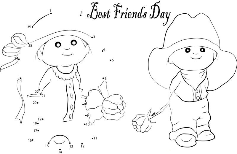 Two Lovely Friendship printable dot to dot worksheet