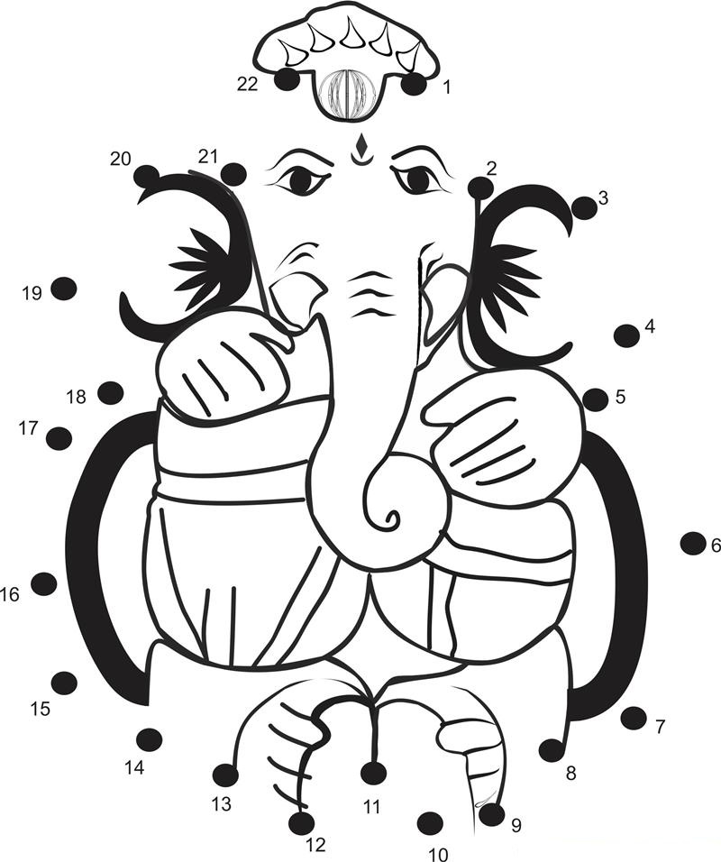 Ganesha Bhagwan printable dot to dot worksheet