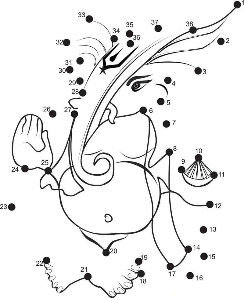 Lord Ganesh Blessings printable dot to dot worksheet