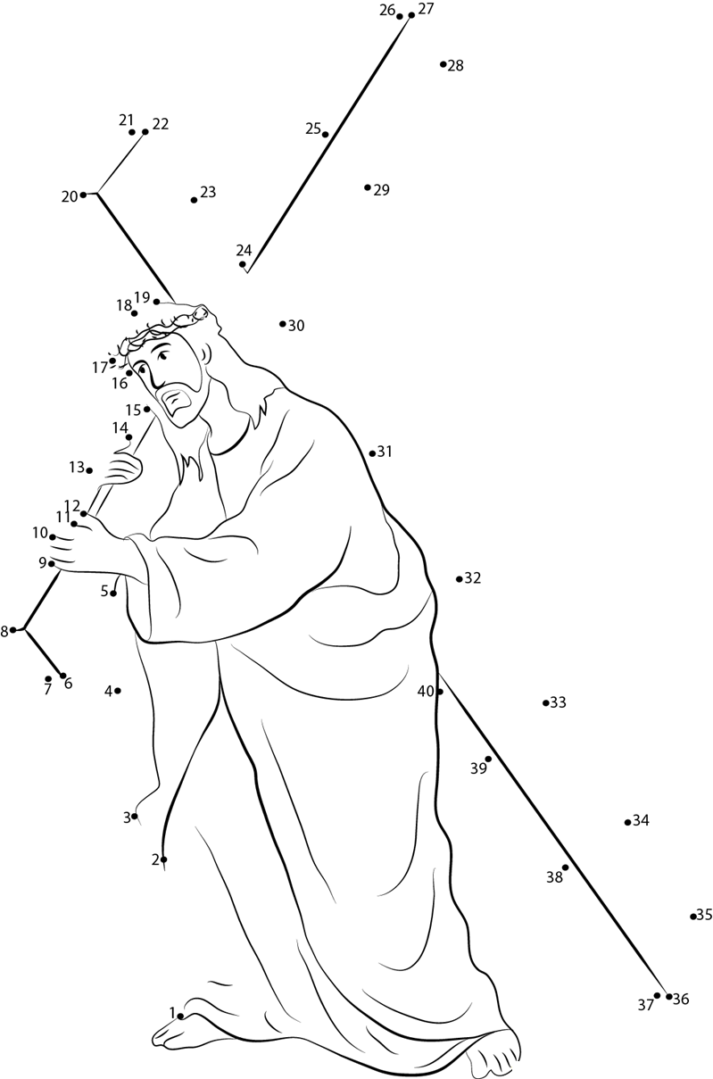 Jesus Carrying Cross printable dot to dot worksheet