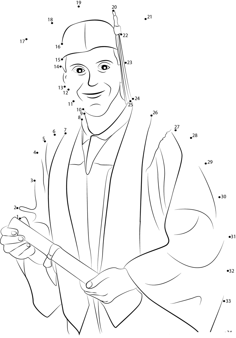 College Students At Their Graduation printable dot to dot worksheet