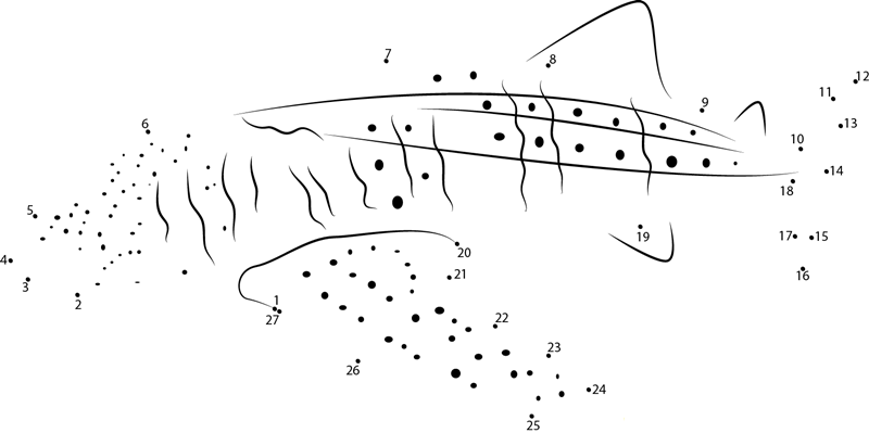 Whale Shark dot to dot worksheets