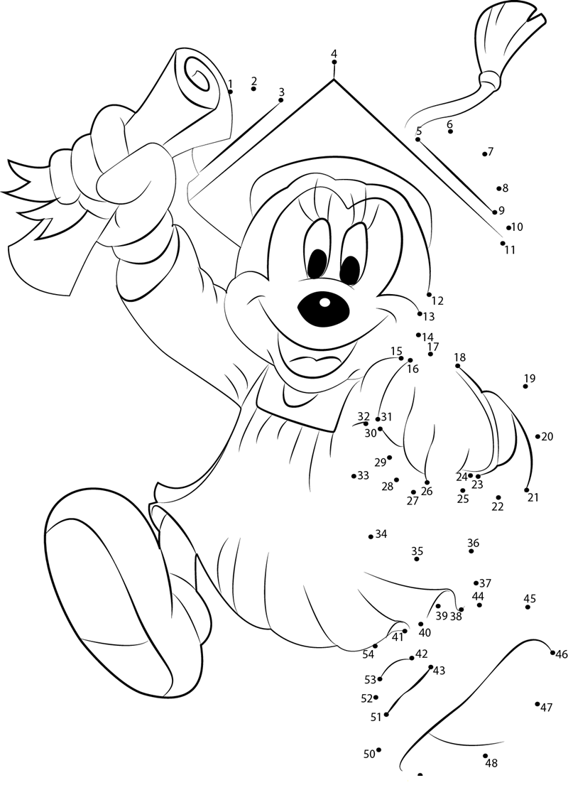 Enjoy Graduation Day With Mickey printable dot to dot worksheet