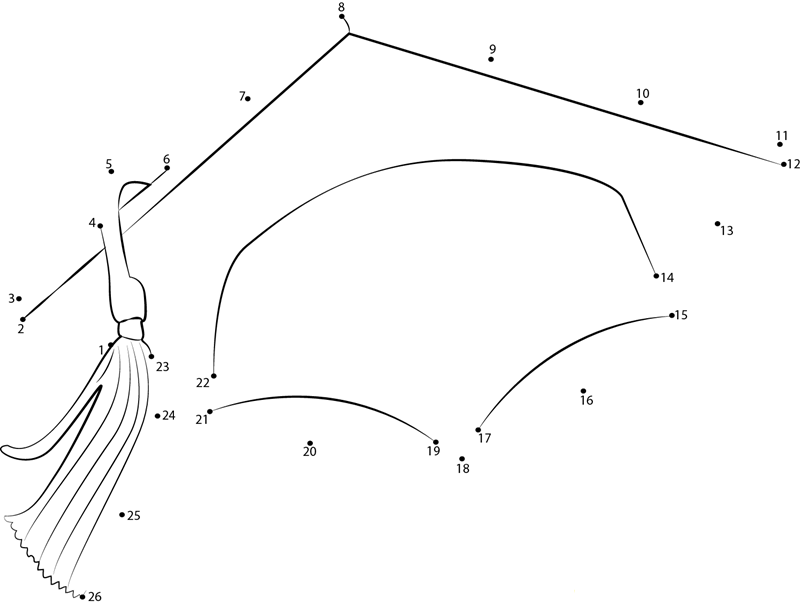Graduation Cap printable dot to dot worksheet