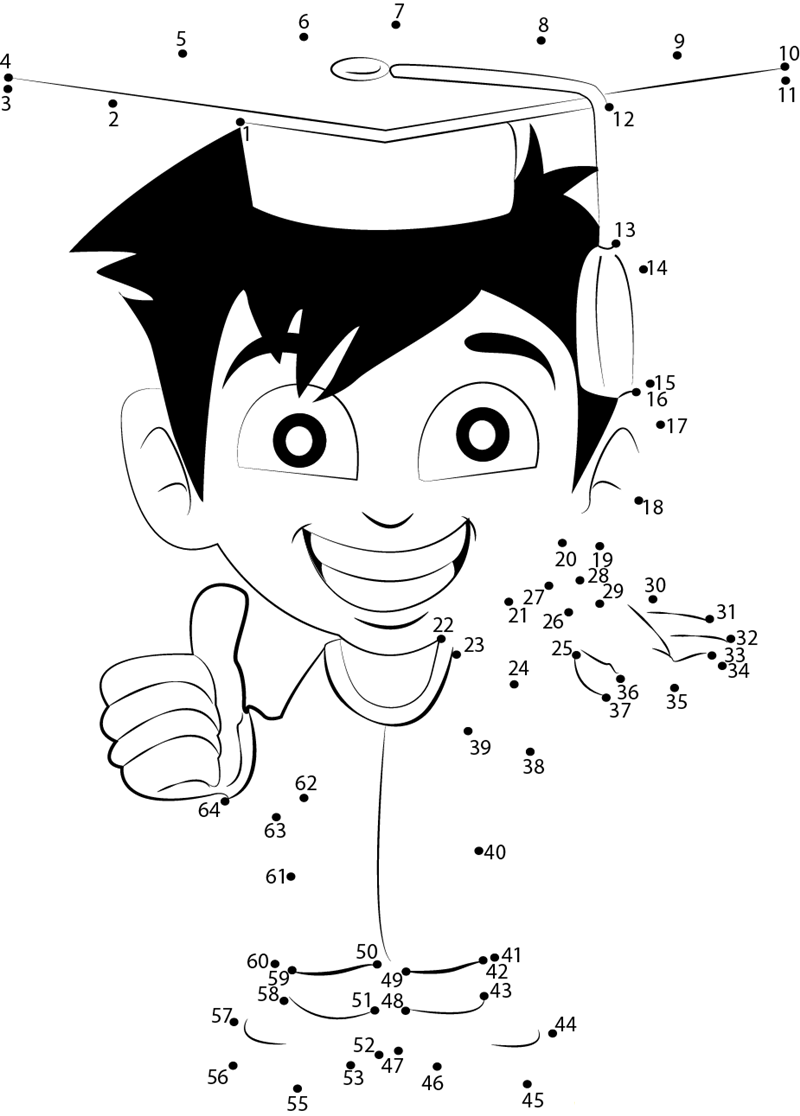 Young Smiling Graduate dot to dot worksheets