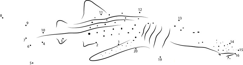 Whale Shark Diver dot to dot worksheets