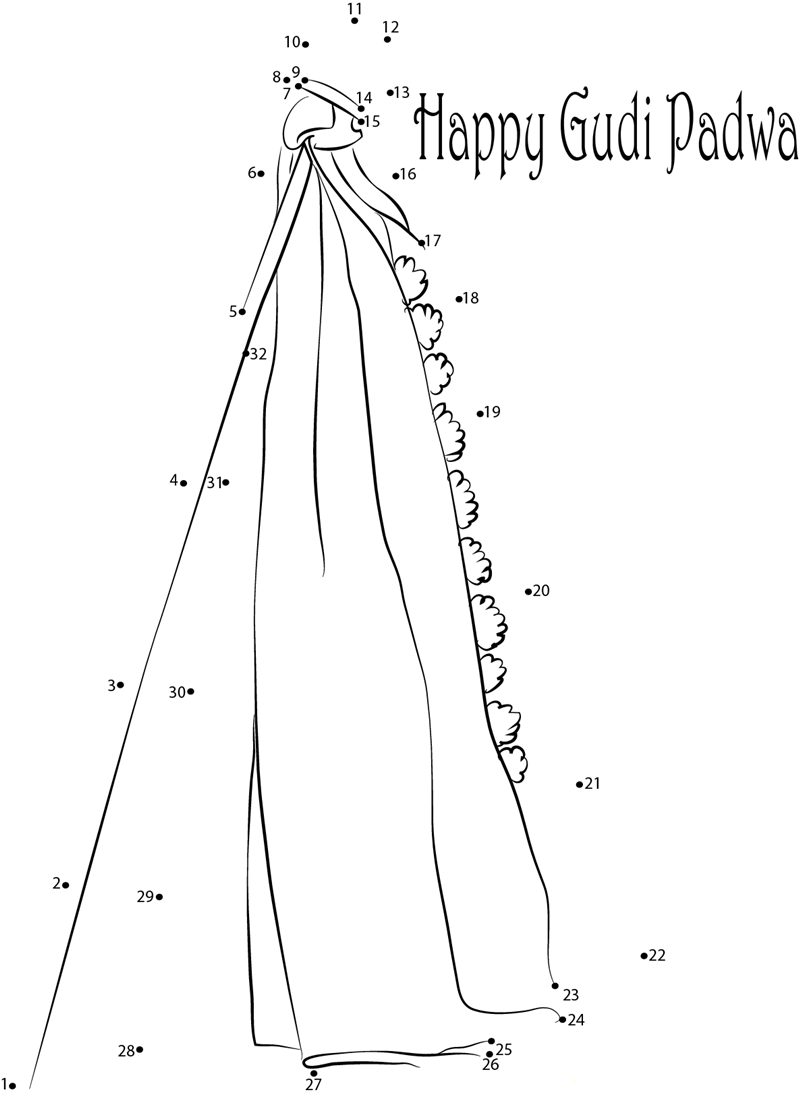 Celebrate Gudi Padwa printable dot to dot worksheet