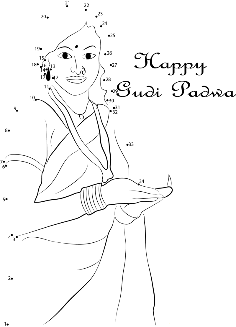 Gudi Padwa Festival dot to dot worksheets