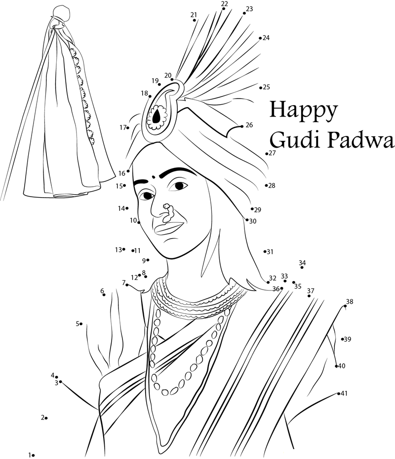 Gudi Padwa Wishes printable dot to dot worksheet