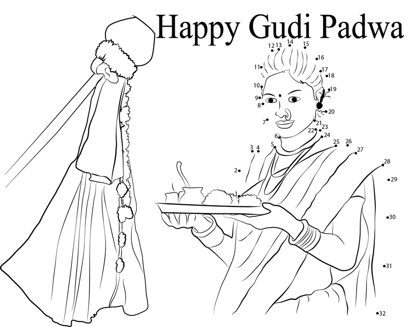 Happy Gudi Padwa dot to dot worksheets