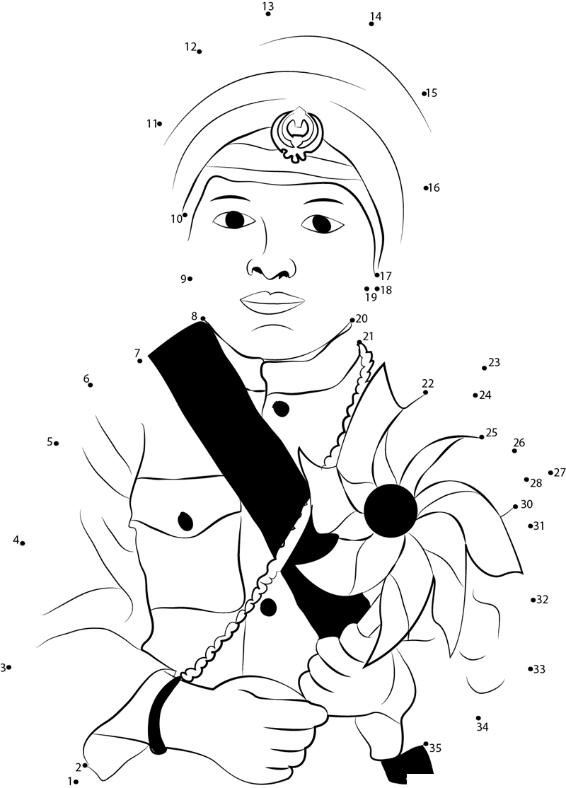 Cute Sikh Children printable dot to dot worksheet