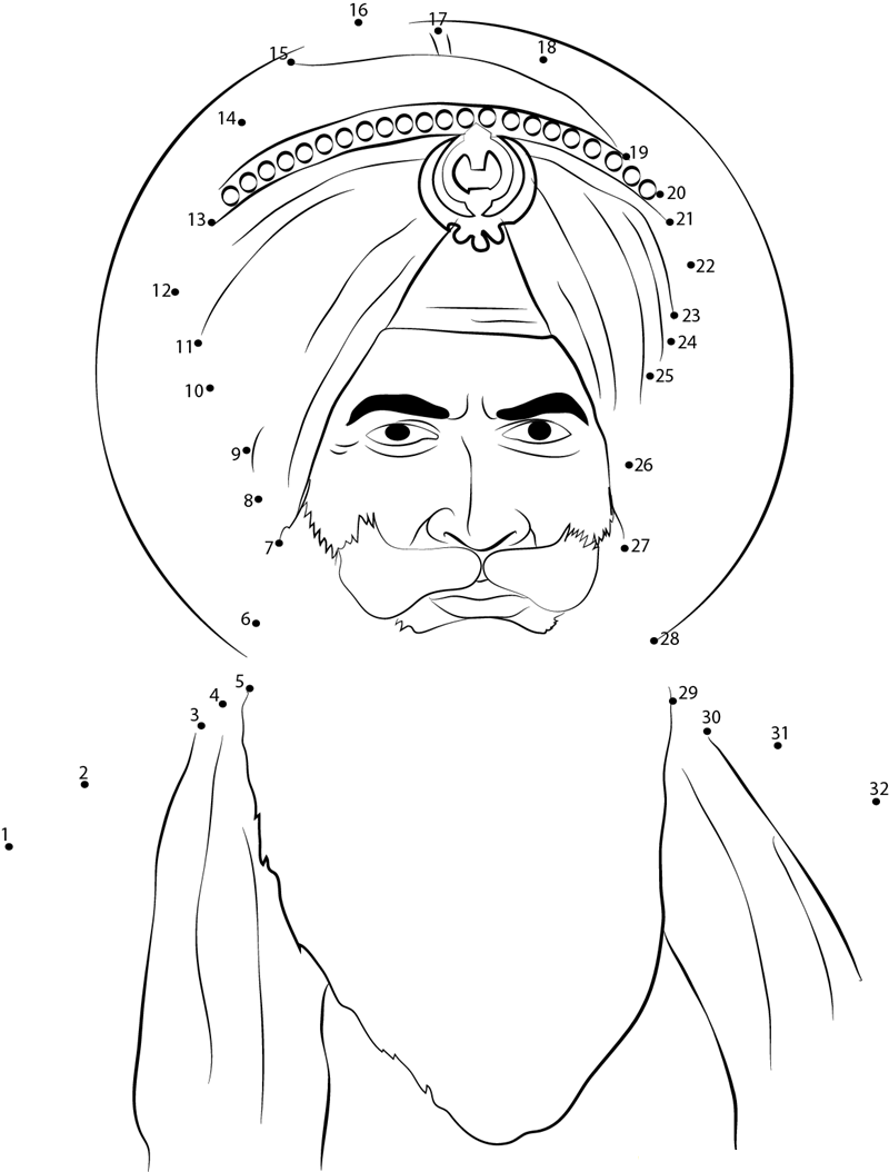 Guru Nanak Dev dot to dot worksheets