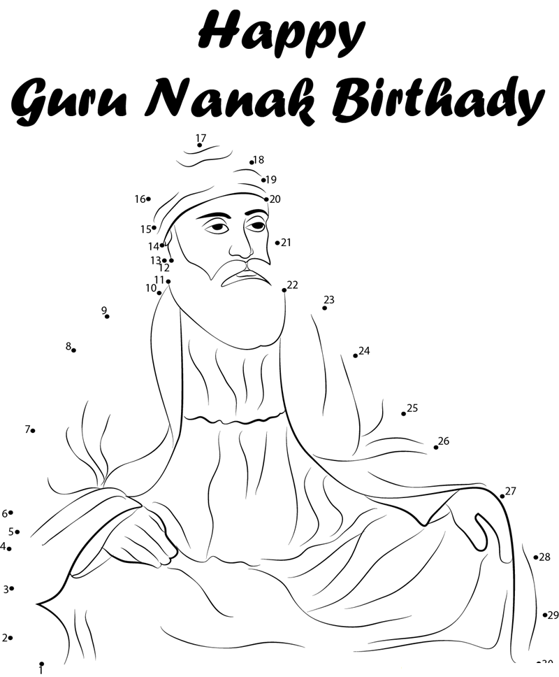 Guru Nanak Dev Jayanti printable dot to dot worksheet