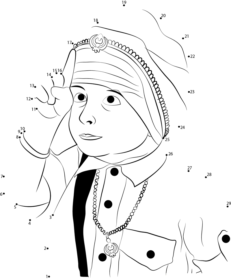 Small Sikh Baby dot to dot worksheets