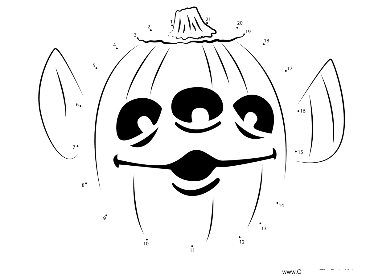 Alien-Pumpkin printable dot to dot worksheet