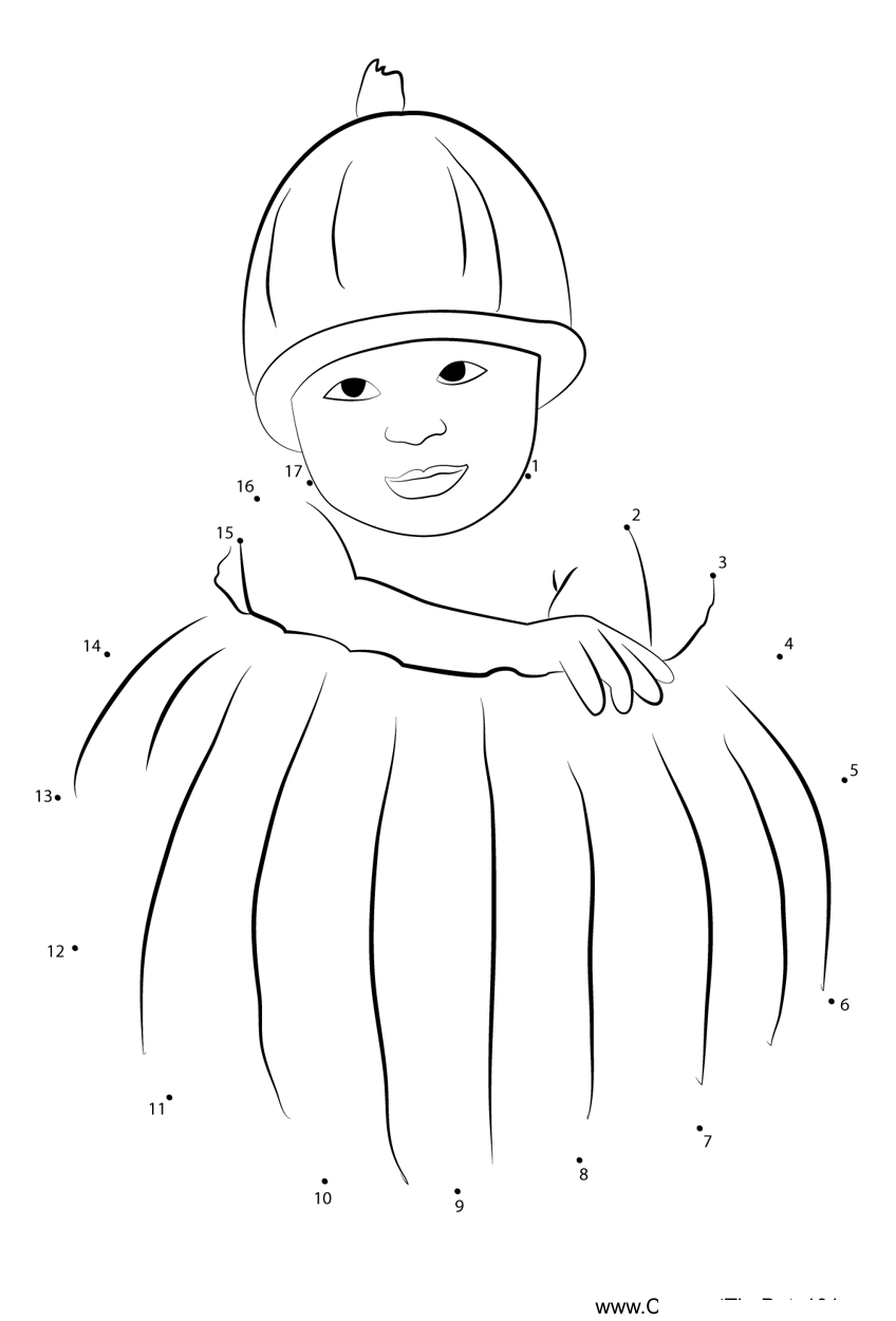 Baby-Inside-Pumpkin printable dot to dot worksheet