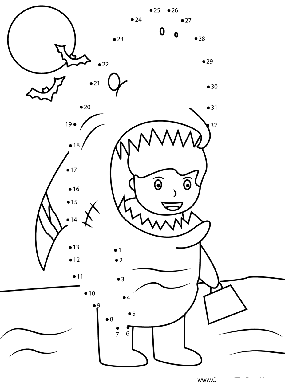 Boy-In-Shark-Costume dot to dot worksheets