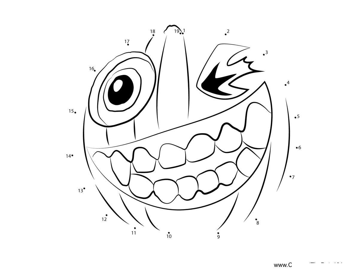 Crazy-Eye-Pumpkin printable dot to dot worksheet