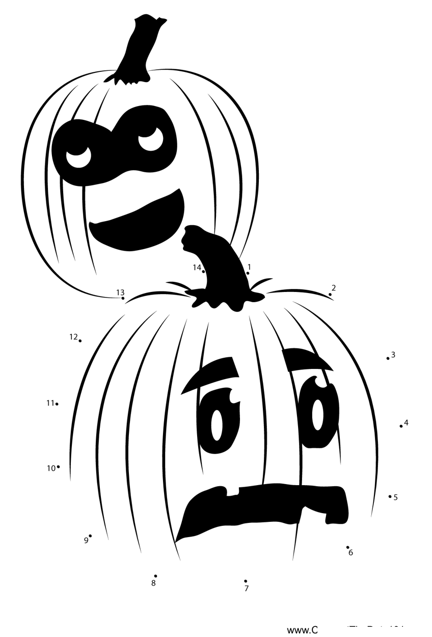 Crazy-Pumpkins printable dot to dot worksheet