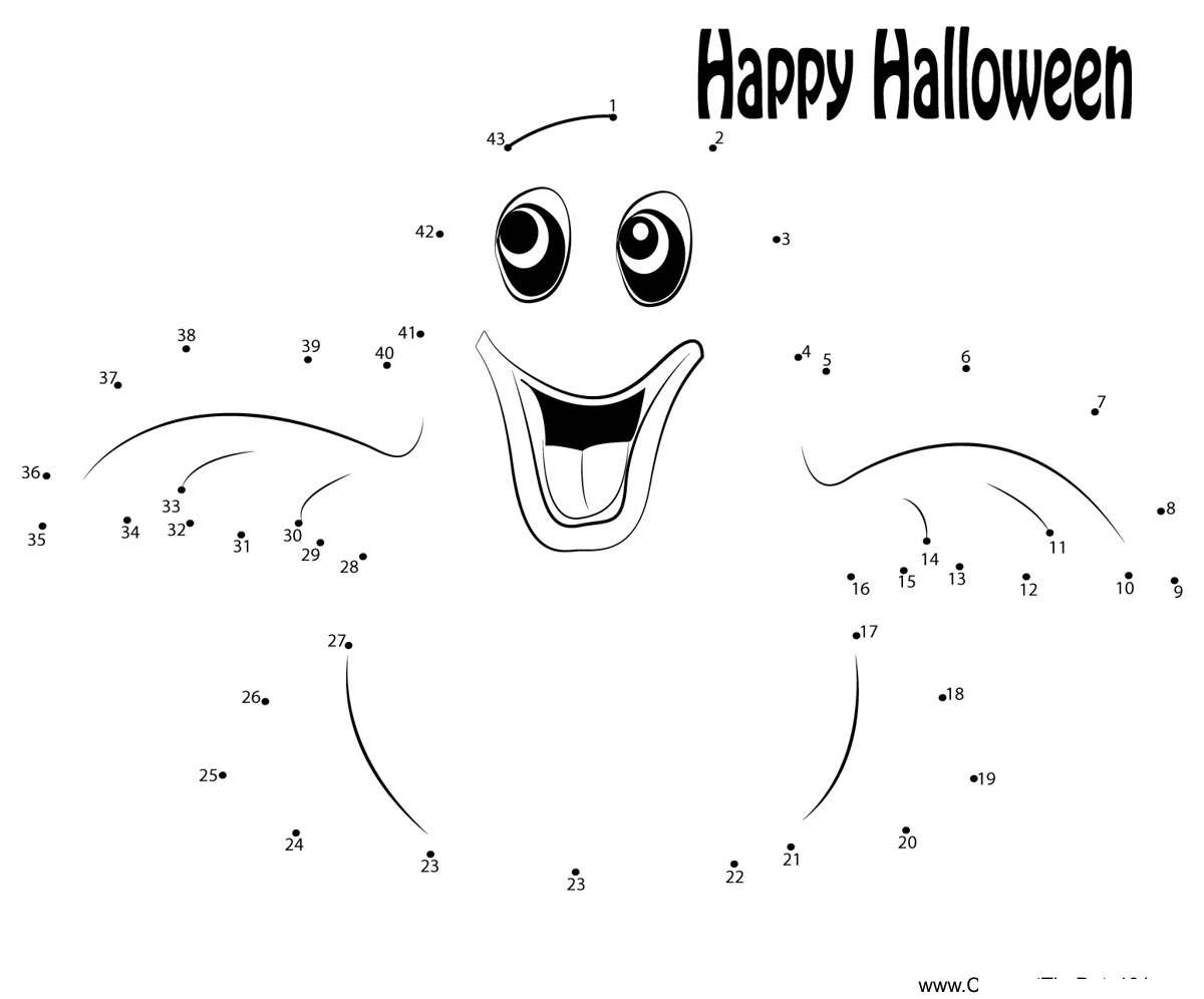 Cute-Halloween-Ghost dot to dot worksheets