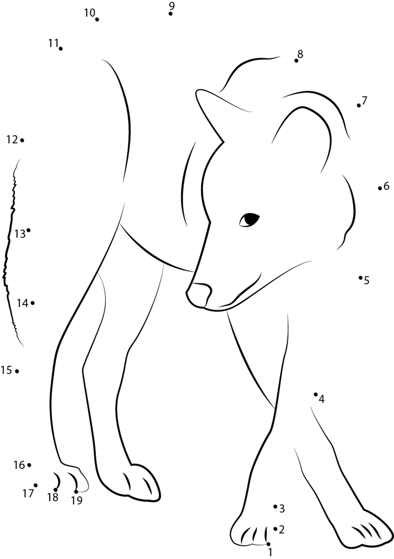 Grey Wolf printable dot to dot worksheet