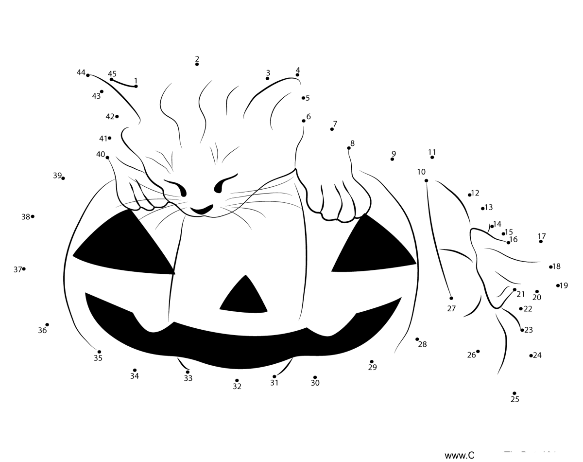 Cute-Pumpkin-Halloween printable dot to dot worksheet