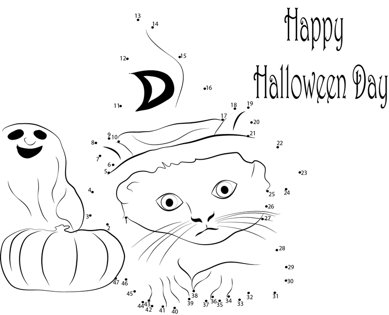 Cute And Funny Halloween dot to dot worksheets