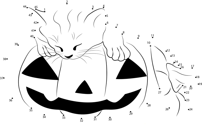 Cute Pumpkin Halloween printable dot to dot worksheet