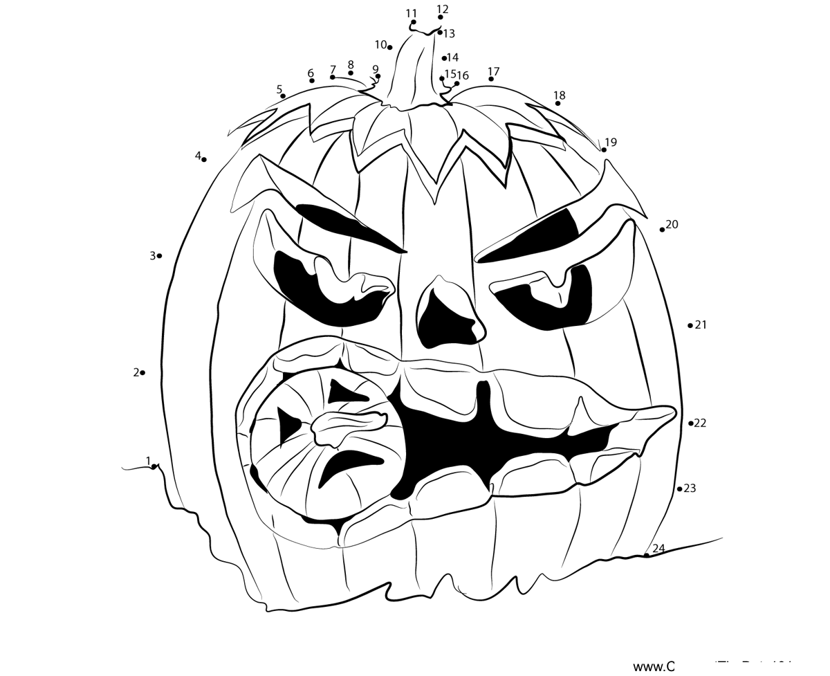 Deadly-Pumpkin printable dot to dot worksheet