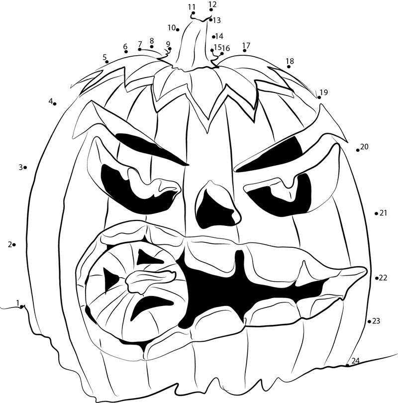 Deadly Pumpkin printable dot to dot worksheet