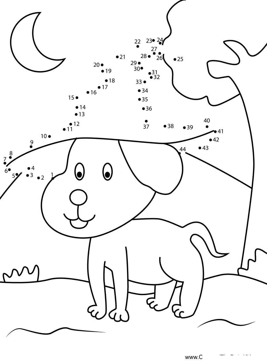 Dog-With-Halloween-Witch-Hat printable dot to dot worksheet